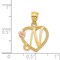 14K Two Tone Gold Initial Letter N Heart Charm Jewelry 22mm x 16mm